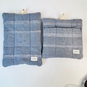 New Hearth & Hand with Magnolia 2-Pc Textured Stripe Potholder Set Blue